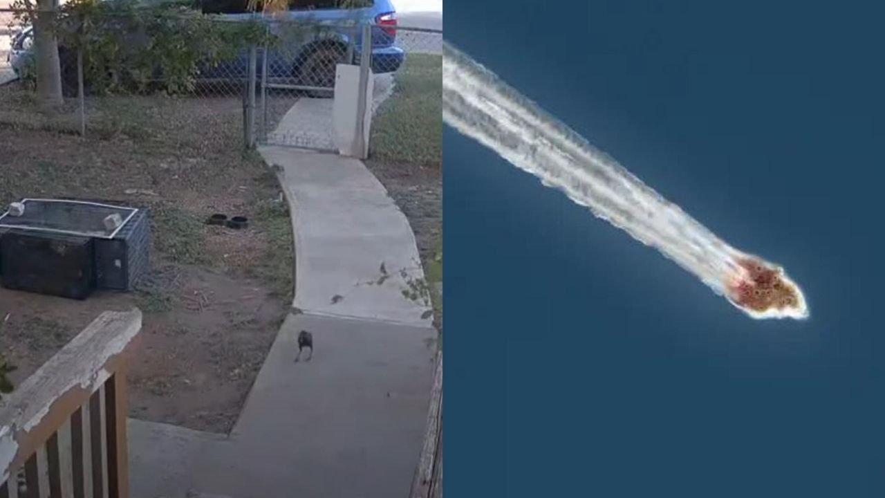 Teksas'a düşen yarım tonluk meteorun görüntüleri kapı kamerasına yansıdı -VİDEO
