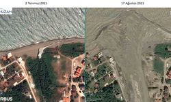 Uydu görüntüleriyle Karadeniz'deki sel felaketinin öncesi ve sonrası