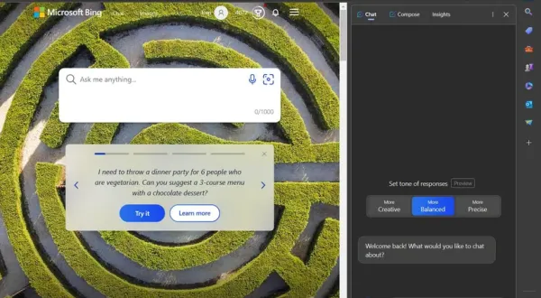 Bing yapay zeka sohbet robotu Microsoft Edge'e geldi!