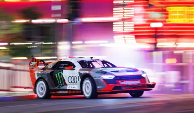 Ken Block bu kez türünün tek örneği elektrikli Audi ile Gymkhana şovunu yaptı - VİDEO