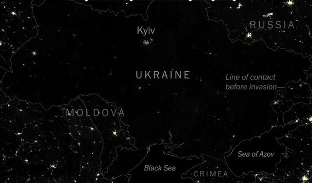 Ukrayna'nın son uydu görüntüleri: Karanlığa gömüldü