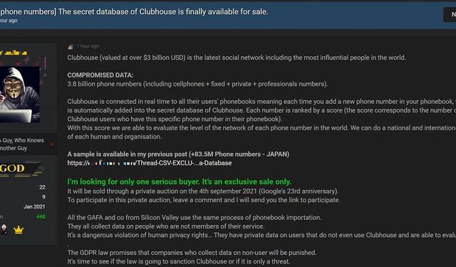 Yeni hedef Clubhouse! 3.8 milyar telefon numarası satılığa çıkarıldı...