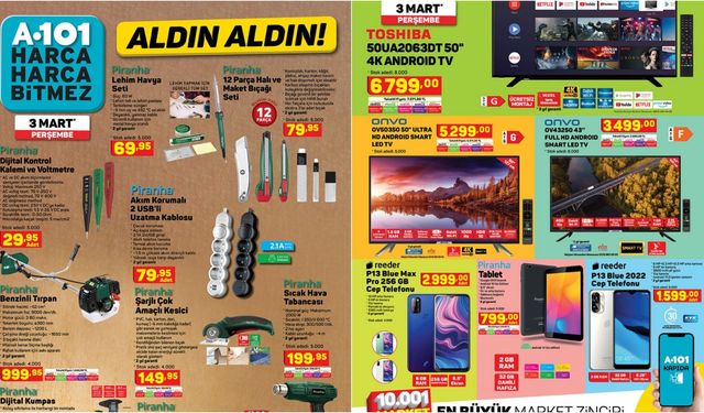 3 Mart Perşembe A101 aktüel teknoloji ürünleri! Piranha tablet ve elektronik tamirat tadilat aletleri...