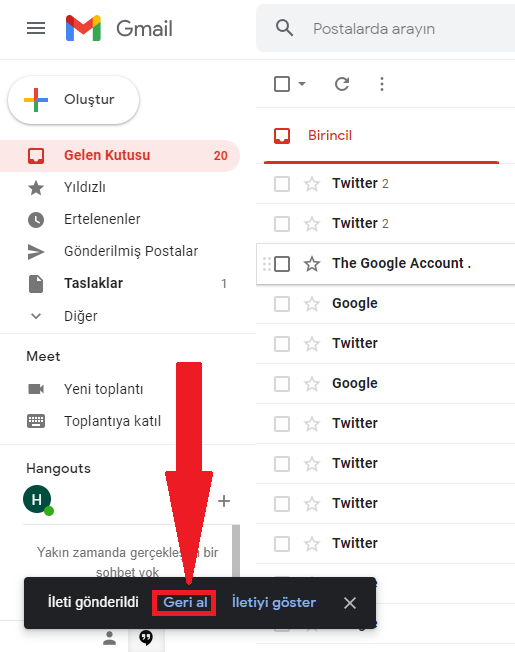 Gmail’de gönderilen mail nasıl geri alınır?