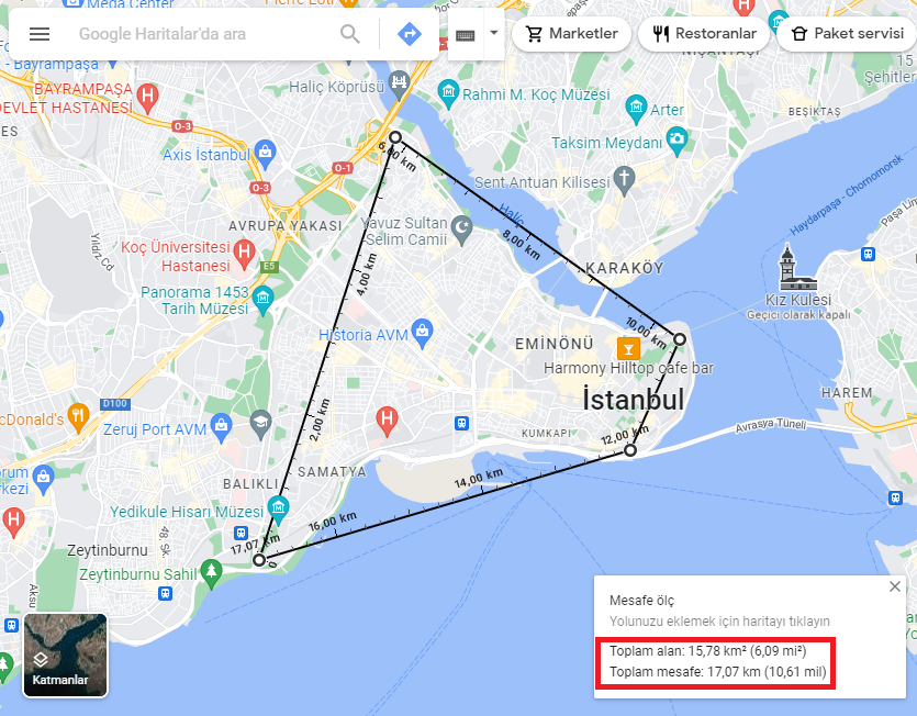 Google Haritalar ile alan nasıl hesaplanır?
