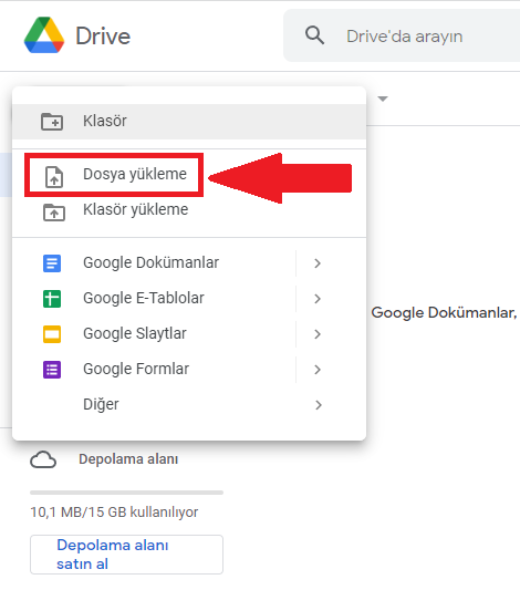 Google drive dosya yükleme nasıl yapılır?