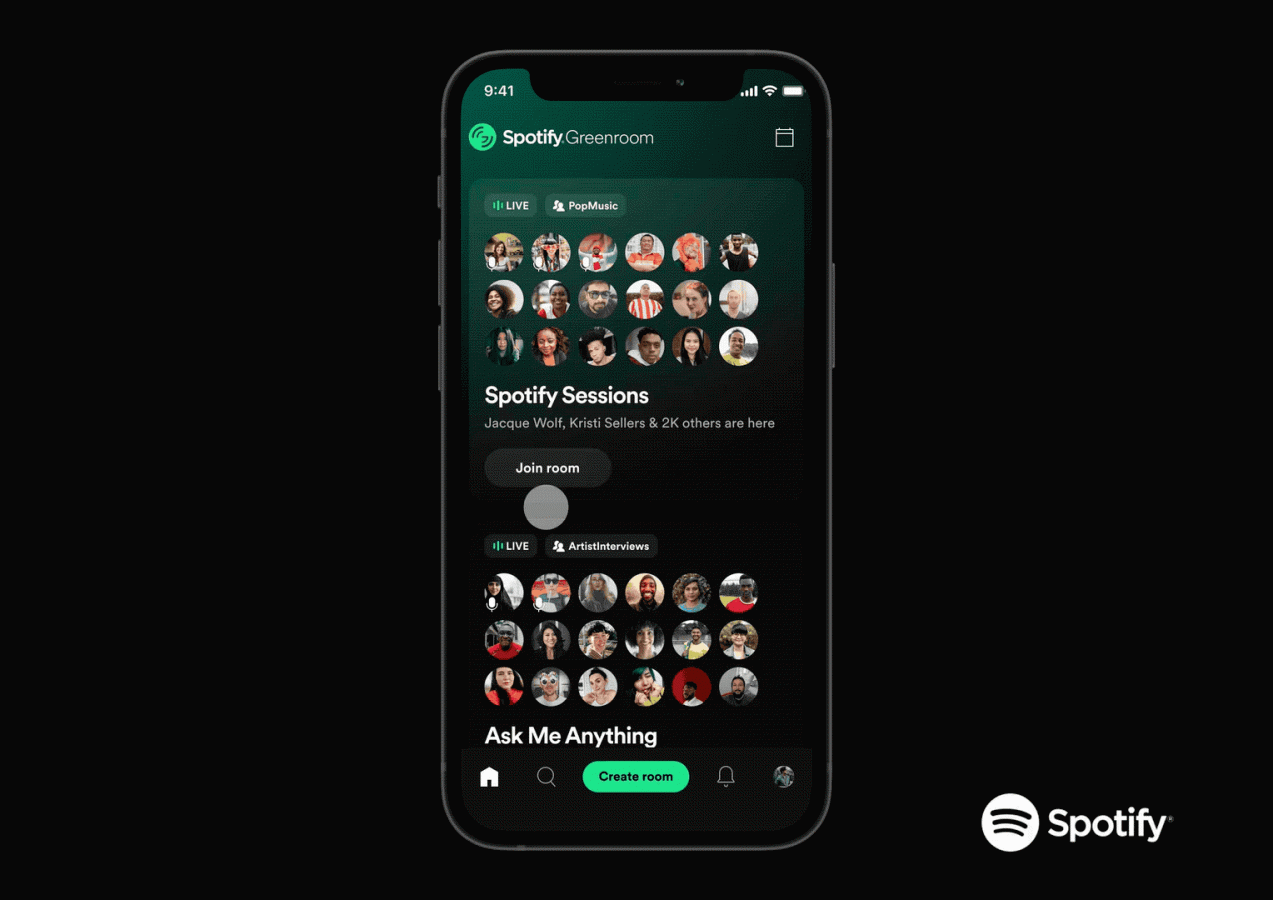 Spotify'ın Clubhouse benzeri uygulaması Greenroom yayınlandı!